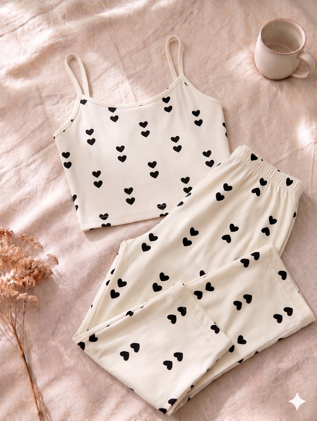 Black Hearts Cami & Pants Set