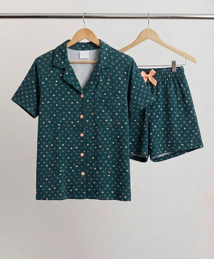 Midnight Hearts Short Pajama Set